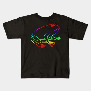 Rainbow Frog Line Drawing Kids T-Shirt